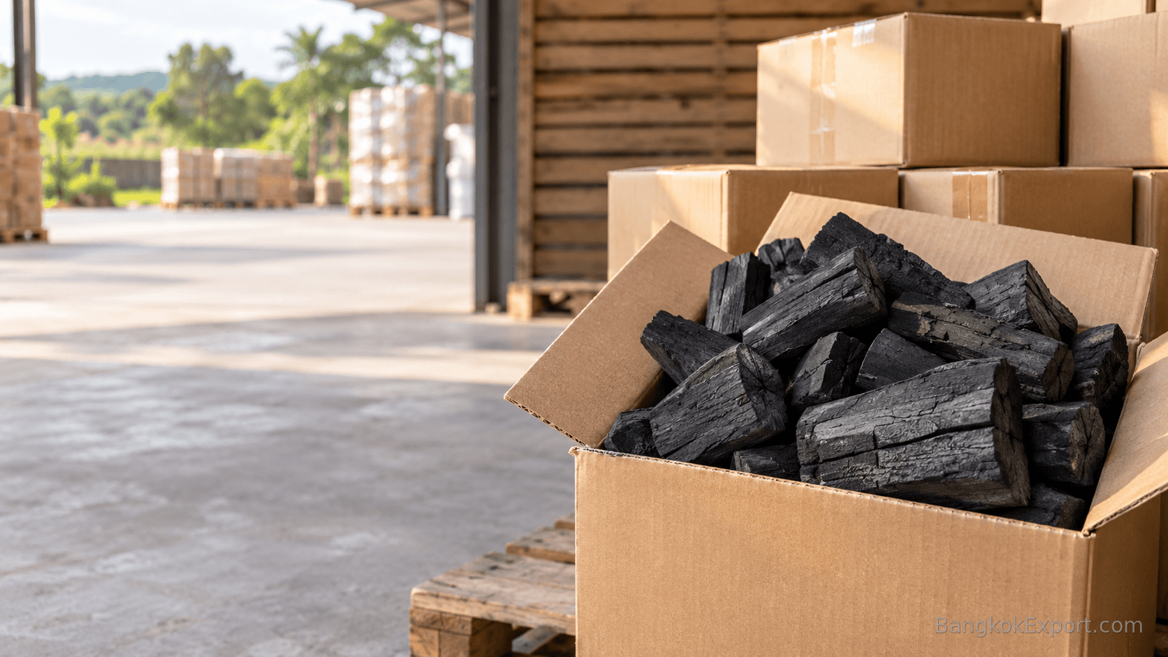 Thai hardwood BBQ charcoal for export